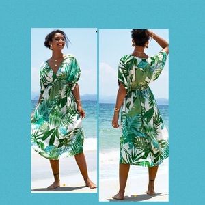 New Tropical V-neck dress, CUPSHE brand, size Large